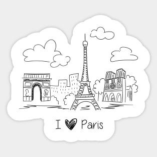 I Love Paris Doodle Sticker